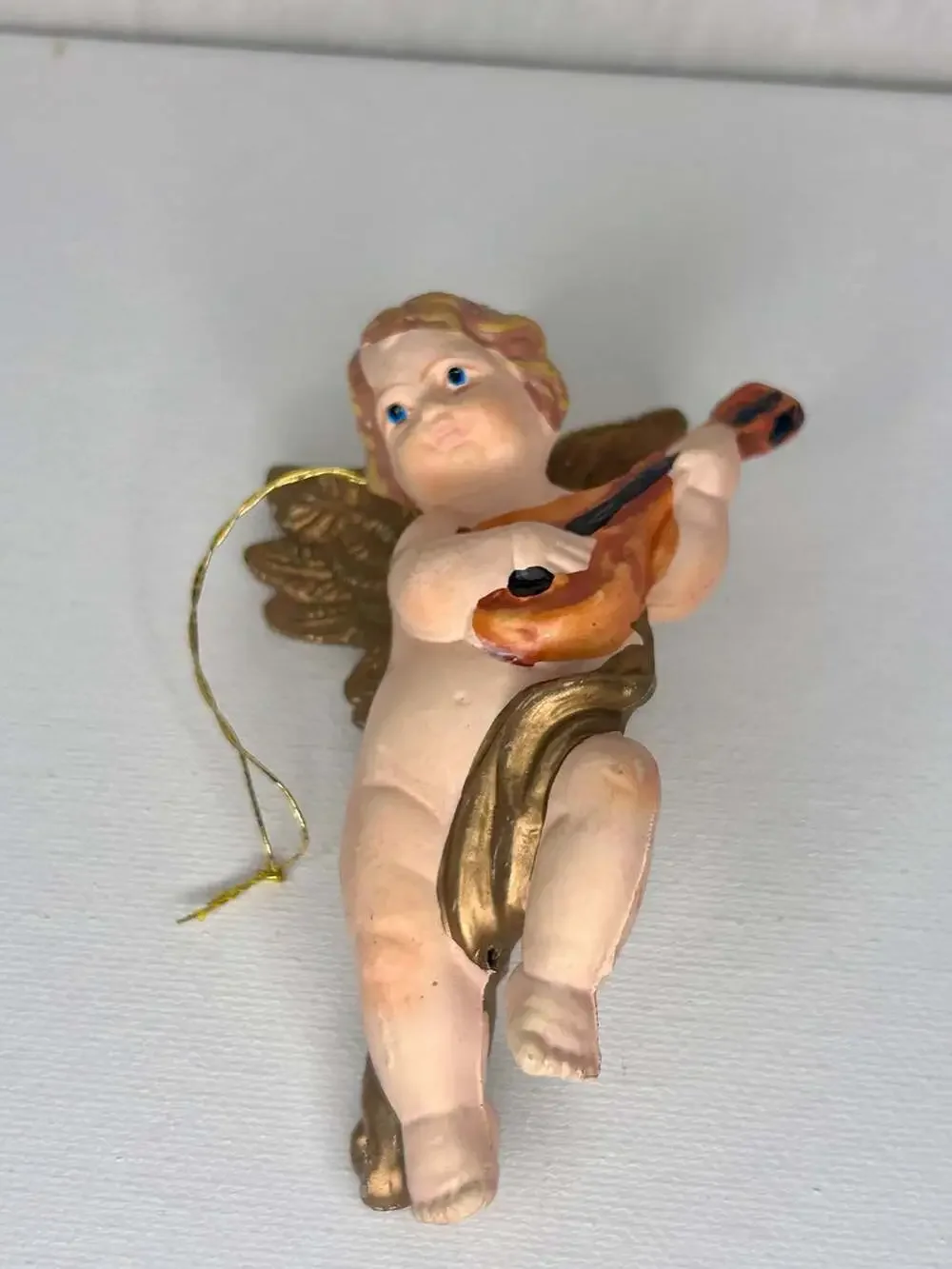Vintage Italian Cherub Angel Playing Violin Christmas Ornament